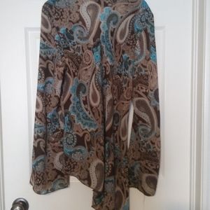 Brown blue dress or cover up .